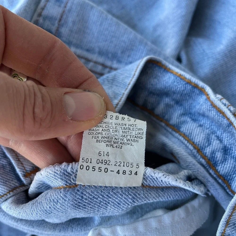 VTG Levi's 501 1992 Jeans Mens Actual size W36 L29.5‎ Light Wash Grunge USA